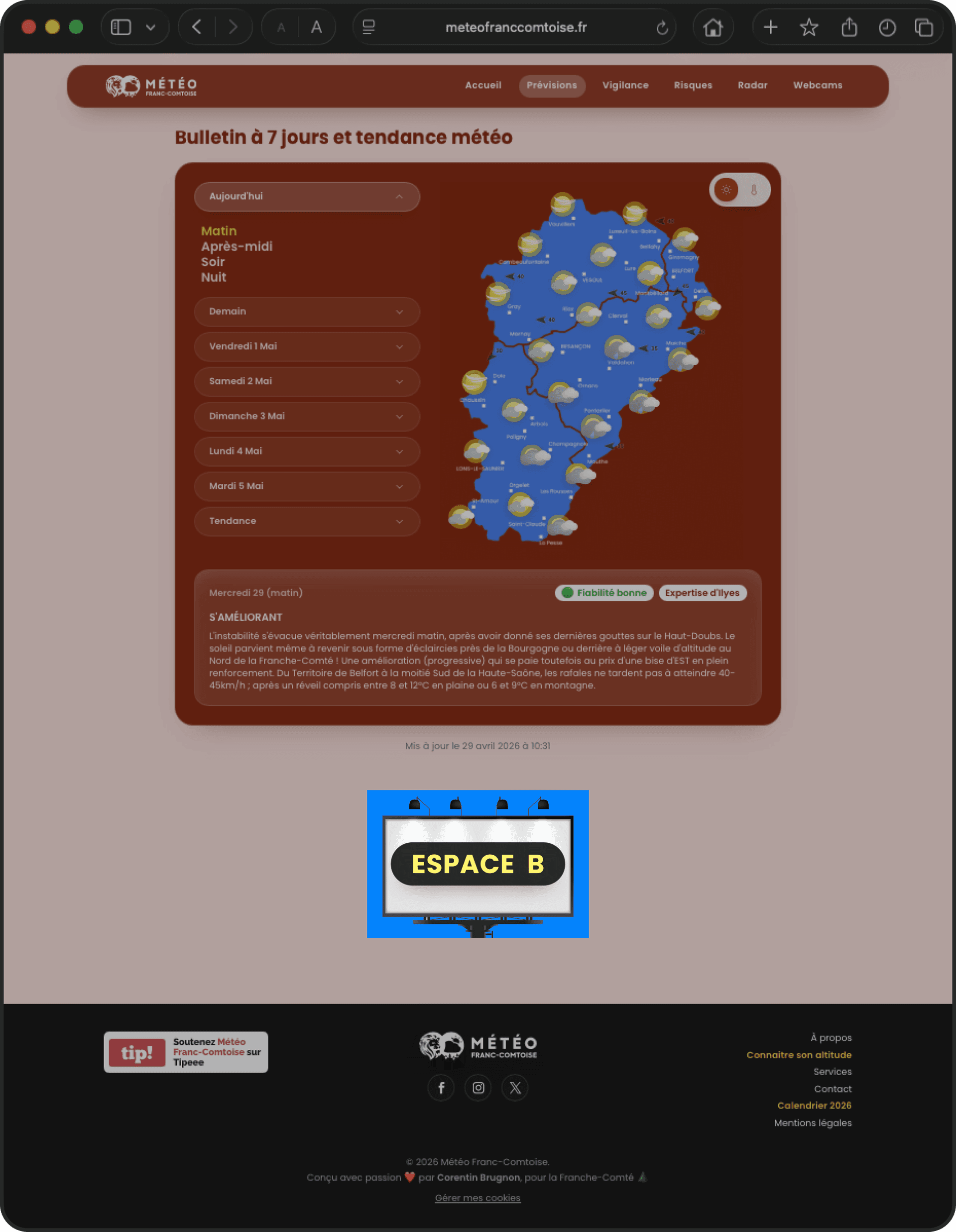 Emplacement Espace B sur ordinateur