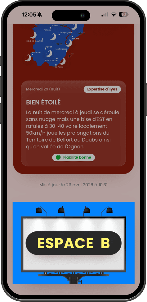 Emplacement Espace B sur mobile